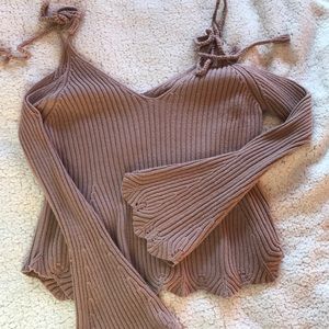 shoulder less ribbed top